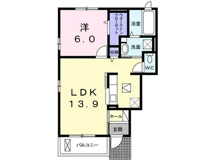 リーデレ(1LDK/1階)の間取り写真