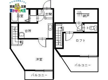 ファティーマB(1K/2階)の間取り写真