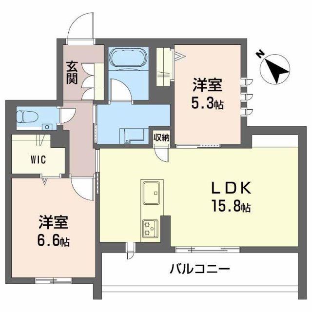 アークヒルズ豊橋(2LDK/2階)の間取り写真