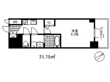 エスリード神戸グランドール(1K/11階)の間取り写真