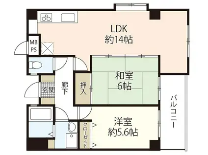 フルール(2LDK/2階)の間取り写真