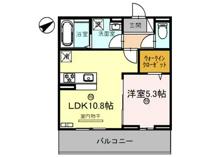 DーPLACE城西(1LDK/2階)の間取り写真