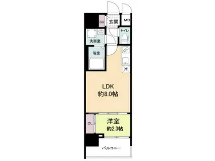 セレニテ日本橋ミラク(1LDK/3階)の間取り写真