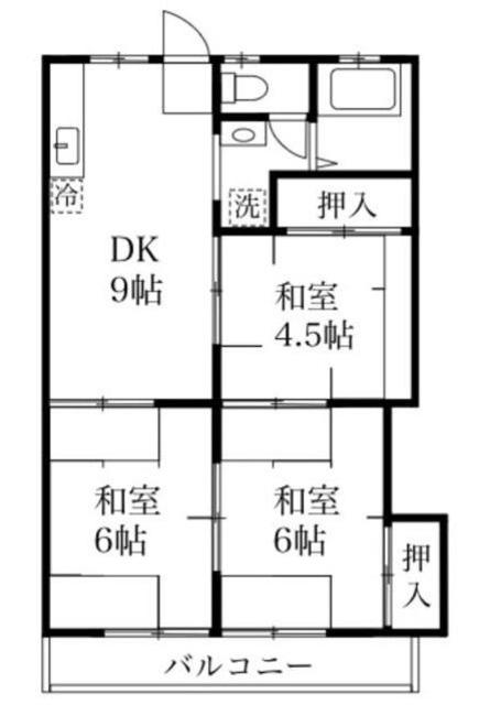 桜ビラA棟(3DK/2階)の間取り写真