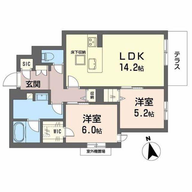 シャーメゾン ルミエール西田辺(2LDK/1階)の間取り写真
