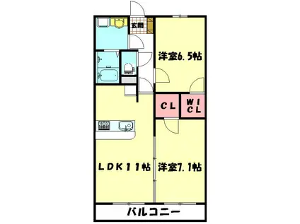 ニックレジデンス東大沼(2LDK/2階)の間取り写真