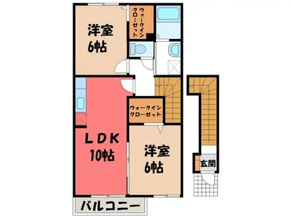 EVERGREEN M.T(2LDK/2階)の間取り写真