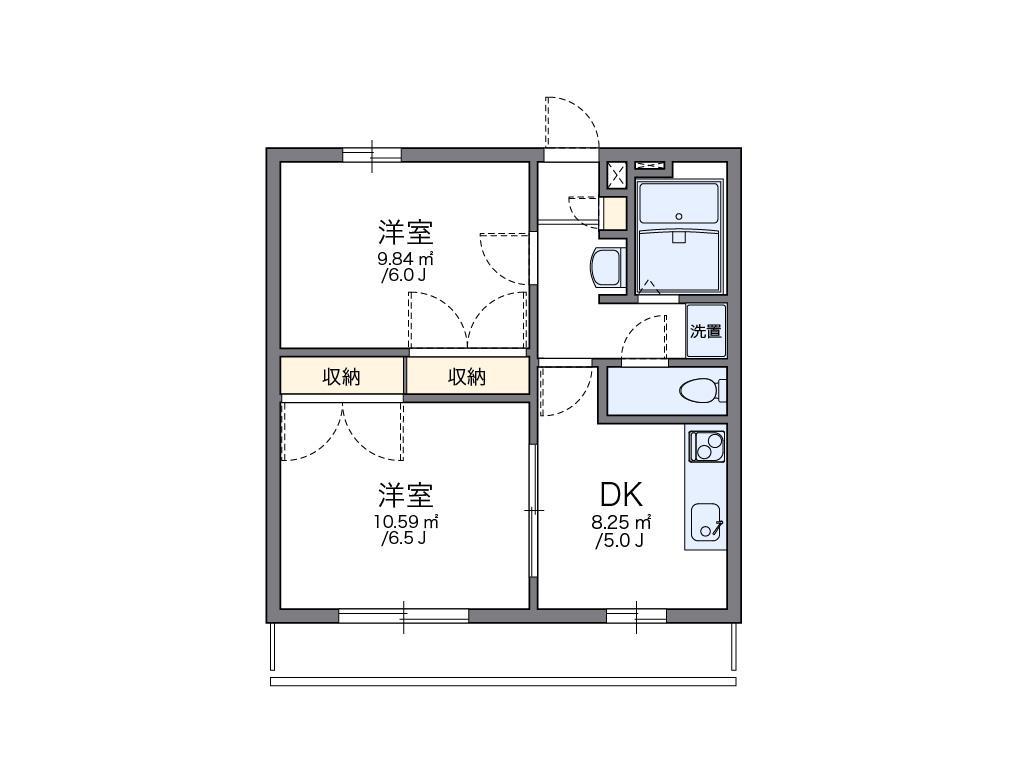 レオパレスしおかぜII(2DK/2階)の間取り写真