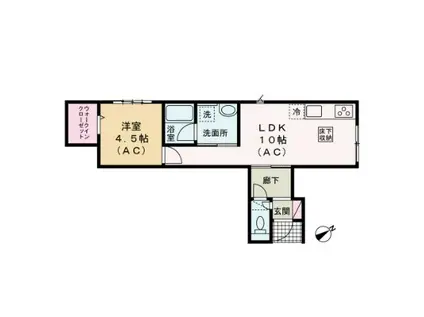 エスワンハイツ古淵(1LDK/1階)の間取り写真