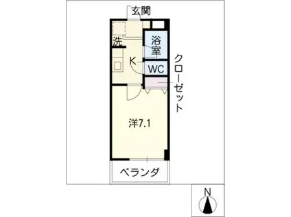 グランドベル(1K/1階)の間取り写真