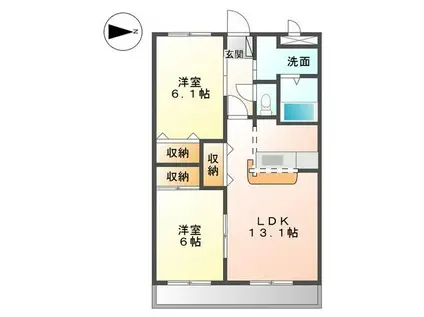 クローバービル(2LDK/3階)の間取り写真