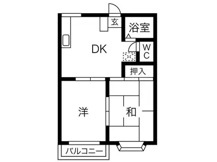 エルガーデンC(2DK/2階)の間取り写真