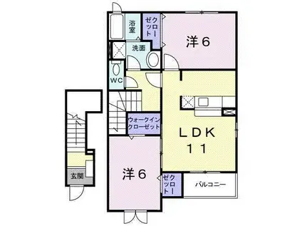 トパ-ズB(2LDK/2階)の間取り写真