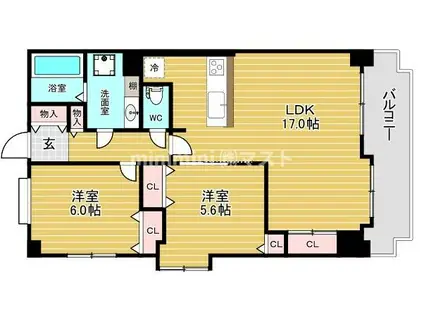 ライオンズマンション江戸堀(2LDK/8階)の間取り写真
