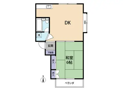 伝法東平アパート2号棟(1DK/1階)の間取り写真