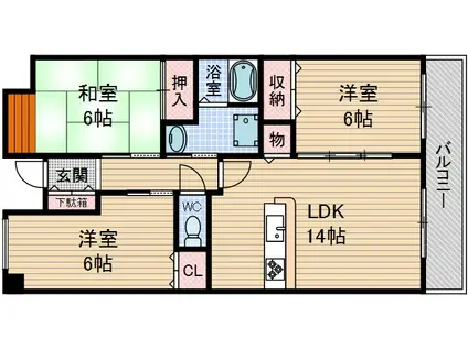 第3クリスタルハイツ(3LDK/5階)の間取り写真