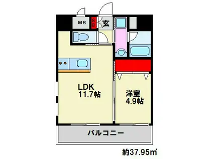 ラフィーネ金田(1LDK/2階)の間取り写真