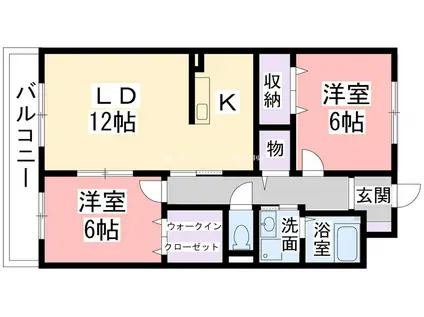 ソレアードII(2LDK/3階)の間取り写真