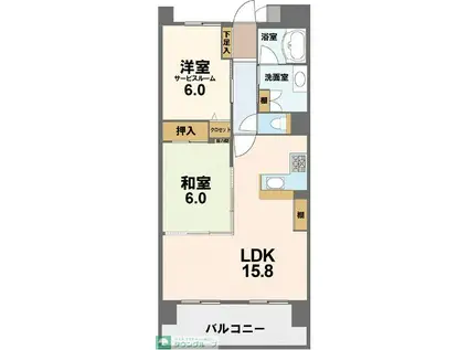 グリーンミユキ高崎(1LDK/7階)の間取り写真