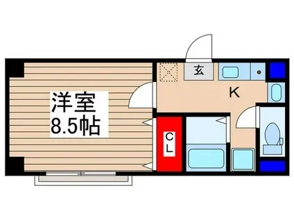 レジデンス富士見(1K/1階)の間取り写真