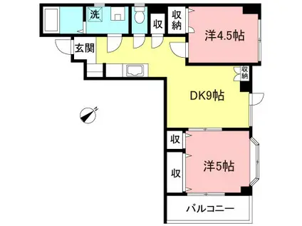 メゾンクレール(2DK/2階)の間取り写真