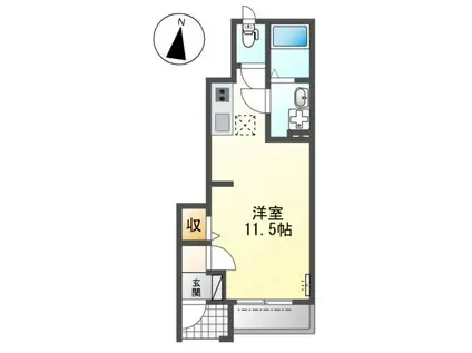 イヴワール(ワンルーム/1階)の間取り写真