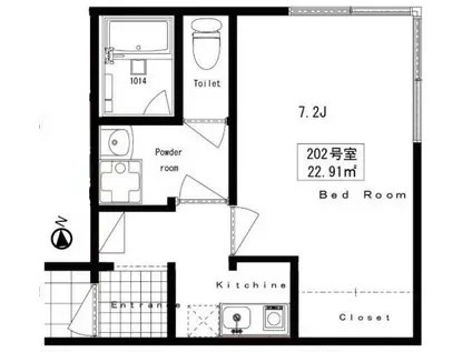 ノース下北沢(1K/2階)の間取り写真
