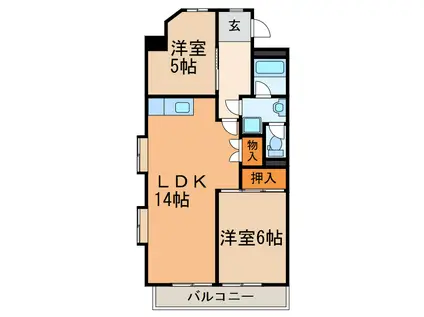 ベルニシキ S棟(2LDK/3階)の間取り写真