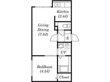 セブンスコートN24(1LDK/2階)の間取り写真