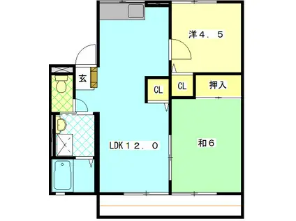 ピュアII(2LDK/1階)の間取り写真