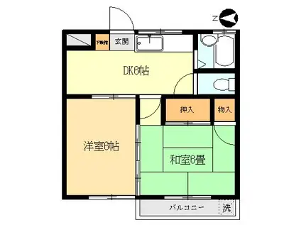 パークサイド鹿浜(2DK/2階)の間取り写真