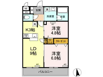 STAR PEAR(2LDK/1階)の間取り写真