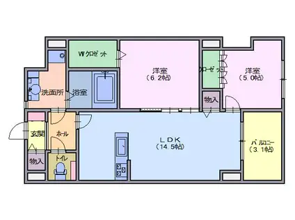ファインステイジ柳町(2LDK/6階)の間取り写真