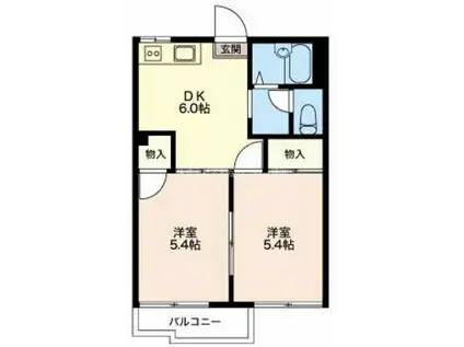 フローラ片浜(2DK/2階)の間取り写真