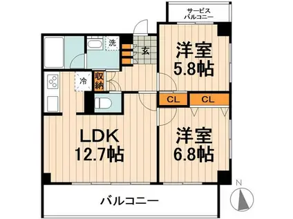 パークアベニュー(2LDK/2階)の間取り写真