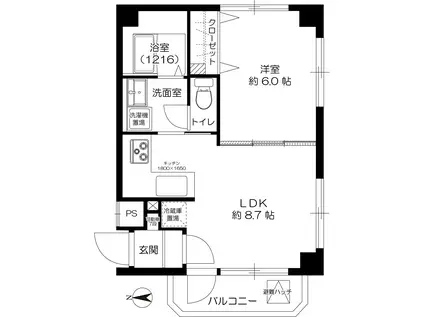 サンエスト南森町(1LDK/6階)の間取り写真