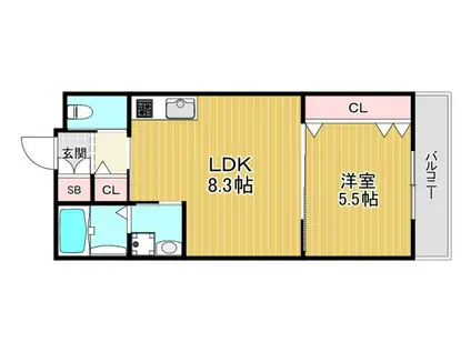 DIAS宮野町(1LDK/2階)の間取り写真