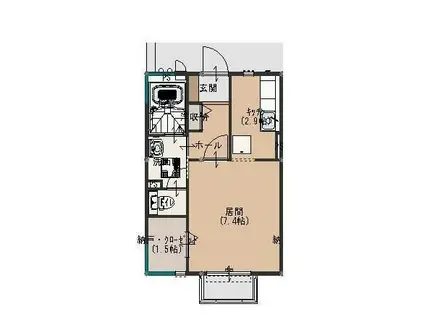 サニーサイド1(1K/1階)の間取り写真