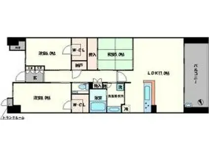 なんばセントラルプラザリバーガーデン(3LDK/7階)の間取り写真