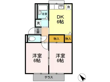 アーバンステージピノ(2DK/1階)の間取り写真