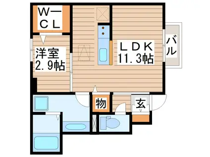 GRANM(1LDK/1階)の間取り写真