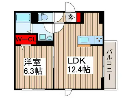 セレスティア南花畑(1LDK/1階)の間取り写真