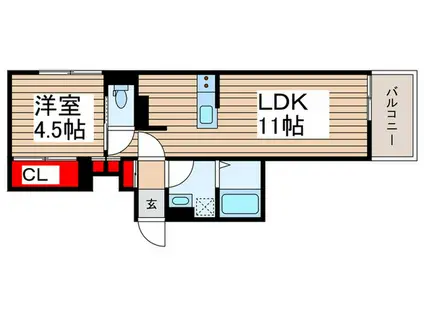 シャトネルB(1LDK/3階)の間取り写真