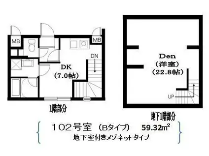 レジデンス中目黒(1SDK/1階)の間取り写真