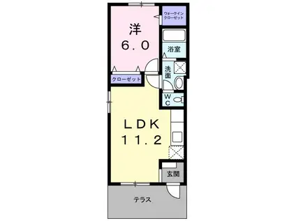 サンシャインヒルズE(1LDK/1階)の間取り写真