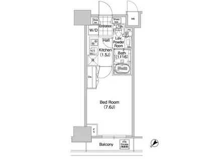 コンフォリア蒲田(1K/13階)の間取り写真