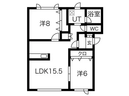 コンフォルト西町(2LDK/1階)の間取り写真