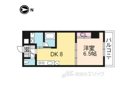 アミティエ山科(1DK/5階)の間取り写真