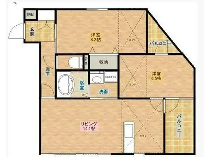 アルテマイスター丸山(2LDK/2階)の間取り写真