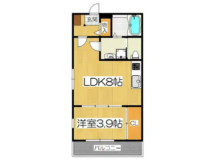 HARMONY TERRACE-SY 椥辻(1LDK/2階)の間取り写真